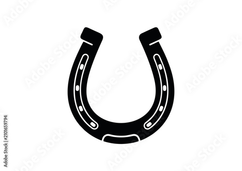 Black Horseshoe Icon Vector Isolated on White Background, Lucky Horseshoe Good Luck Fortune Symbol