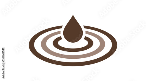 Foto Chocolate Oil Drop Vector Illustration with Liquid Splash Swirl and Ripple Circl