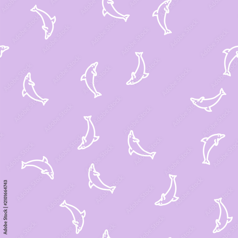 Fototapeta premium dolphin water mammal animal line seamless pattern dolphin water mammal animal thin line illustration