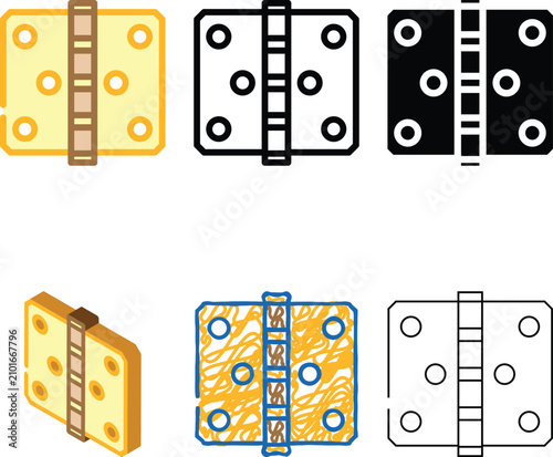 hinge hardware furniture fitting color icon vector. hinge types hardware furniture fitting sign. isolated symbol illustration