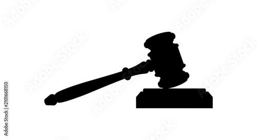 Foto Gavel Silhouette On White Background Legal Justice Symbol
