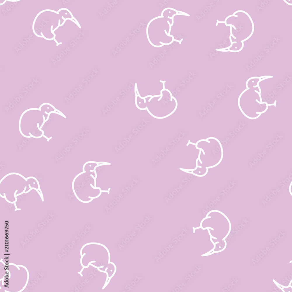 Obraz premium toucan bird line seamless pattern toucan bird thin line illustration