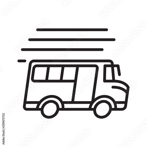 Fast moving school bus line icon
