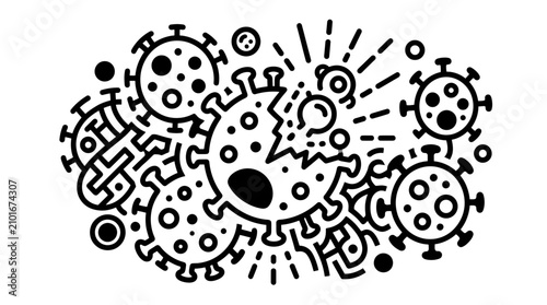 Fotografía Abstract Coronavirus Illustration - Microbe Outbreak and Pandemic Concept