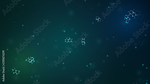 Obraz na płótnie Medical Background Featuring Glowing Molecular Structures And Hexagonal Patterns
