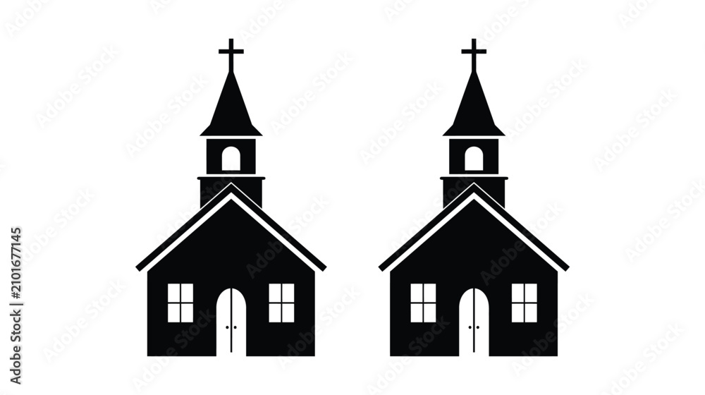 Fototapeta premium Church vector icon silhouette building architecture