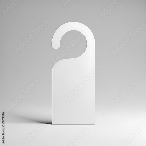 Minimal White Door Hanger Standing on Gray Studio Background