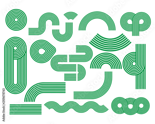 Modern Abstract Geometric Line Shapes Collection Minimal Vector Illustration