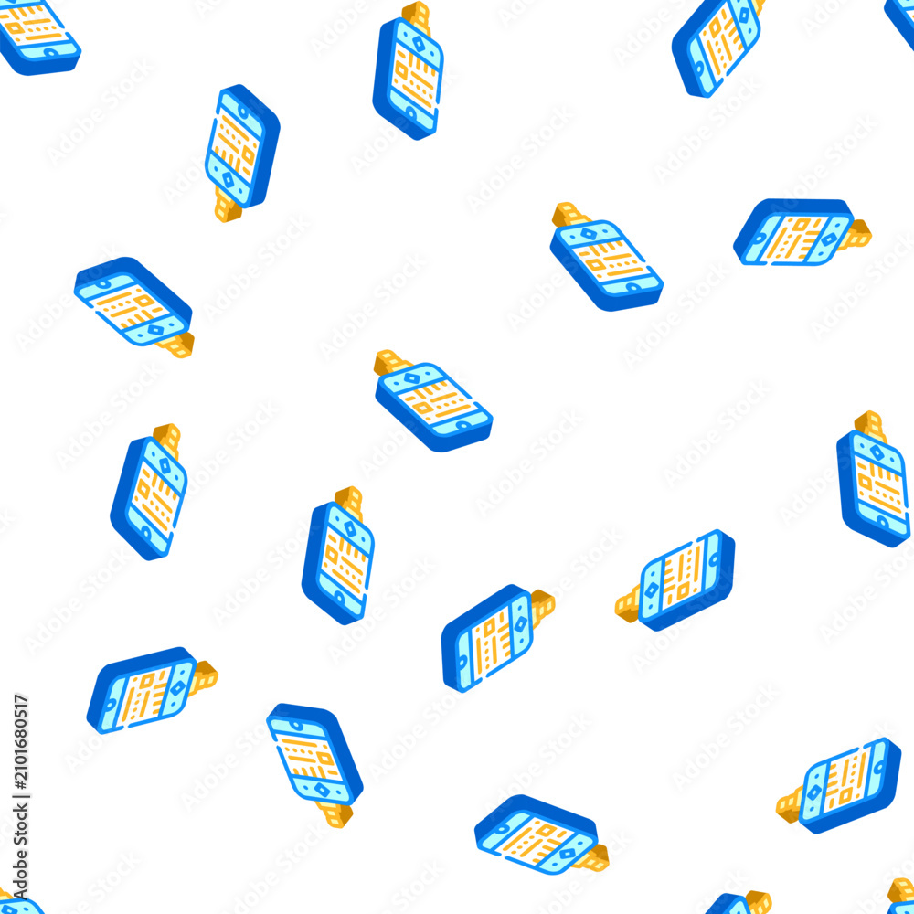 Fototapeta premium digital console diver device isometric seamless pattern. digital console diver device sign illustration