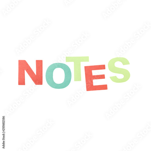 Colorful hand drawn notes text lettering with a whimsical and playful design