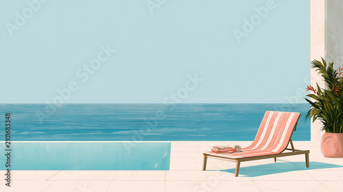 Minimal Infinity Pool Overlooking Blue Ocean