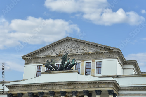 Beautiful decorative details of the 19th-century building of the Grand Theater  in Warsaw