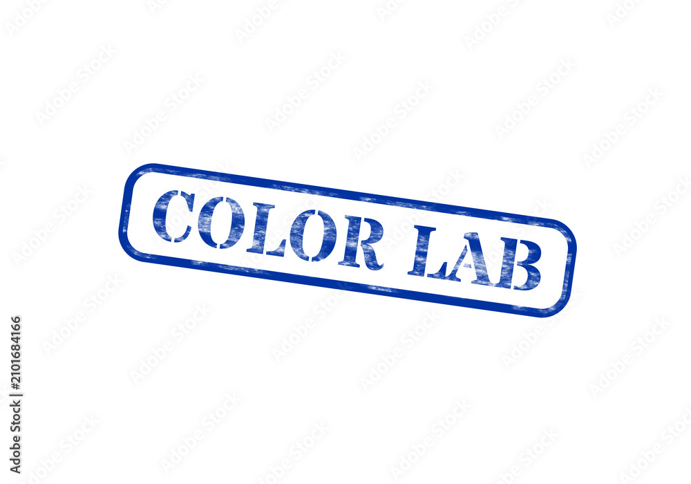 Obraz premium A rectangular rubber stamp with the text color lab isolated on a transparent background