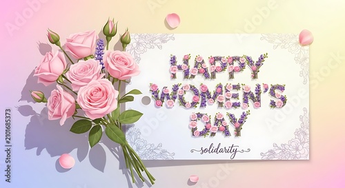 Happy Womens Day Celebration with Flowers.
