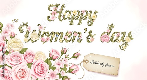 Happy Womens Day Floral Greeting Card.