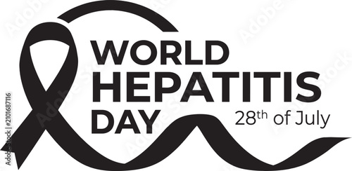 World hepatitis day awareness black ribbon symbolizing liver health and viral hepatitis prevention