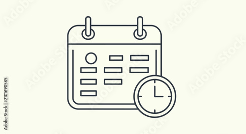 Foto Calendar Icon with Clock Symbol - Time Management and Planning Concept