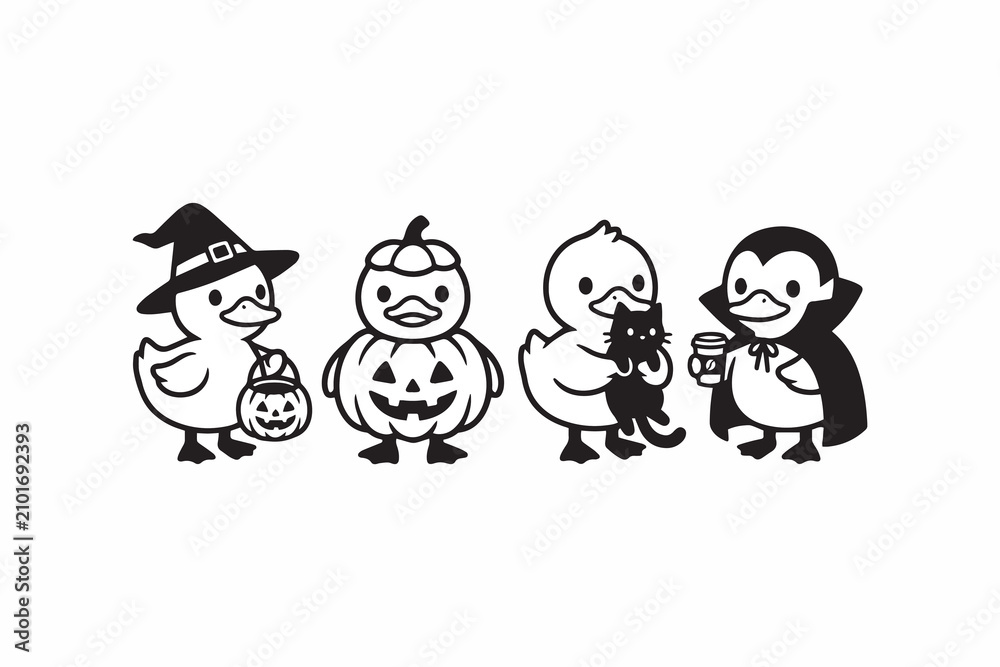 Naklejka premium Halloween Ducks Costume Vector