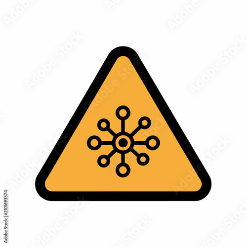 Warning sign with virus or bacteria icon indicating caution.
