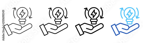 Konstfotografi Energy Efficiency Icon Different Style Outline Collection Set