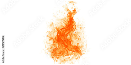 Canvastavla Bright orange fire flame isolated on white