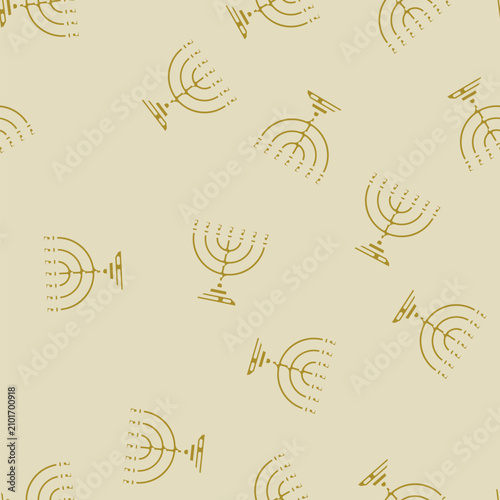 Cuadro en lienzo menorah jewish glyph vector seamless pattern