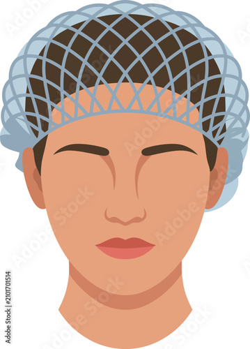 Vector illustration of a worker wearing a disposable protective hair net