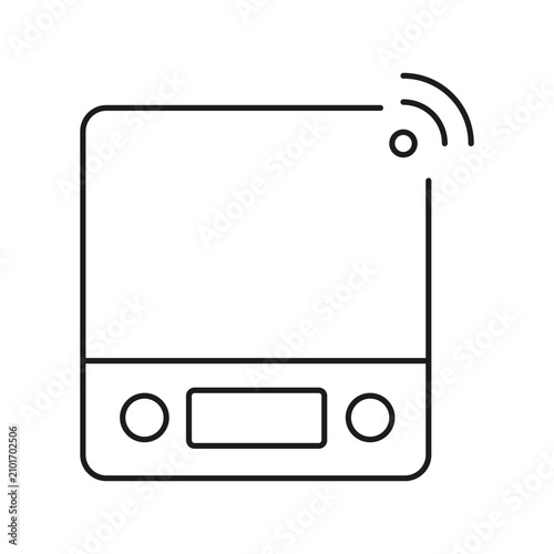 Editable Stroke Smart Radio Line Icon for Connected Home Audio Wi-Fi Apps and Home Automation Vector