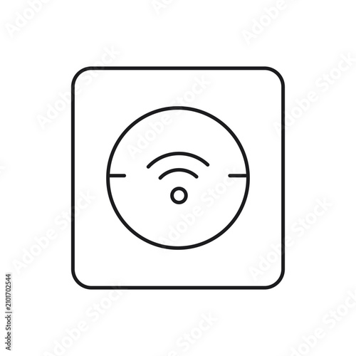 Editable Stroke Smart Smoke Detector Line Icon for Connected Home Safety Wi-Fi Apps and Home Automation Vector
