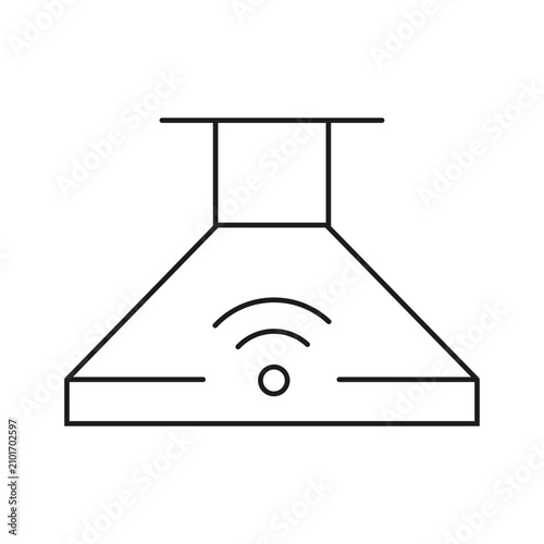 Editable Stroke Smart Range Hood Line Icon for Connected Kitchen Ventilation Wi-Fi Apps and Home Automation Vector