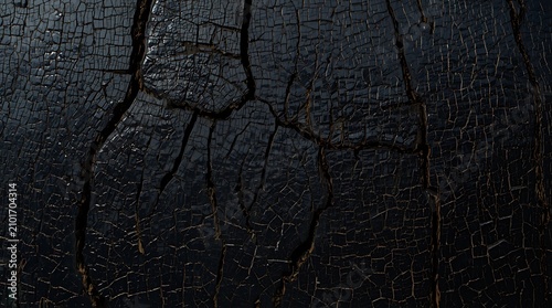 Burnt Charred Surface with Cracked Texture.