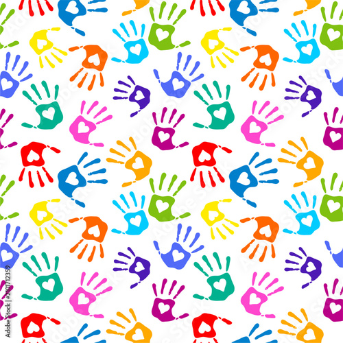 Hand print. Vector illustration. Seamless pattern