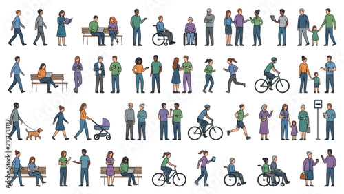 Diverse people scale figures for AutoCAD buildings architecture vector collection design