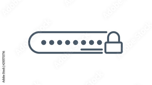 Minimalist line art icon representing a secure password input field with a padlock.