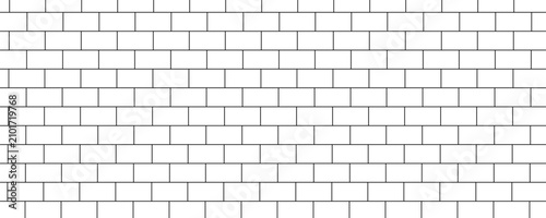 subway tile background. white brick seamless patter for kitchen backsplash, bathroom wall, shower. vector offset texture