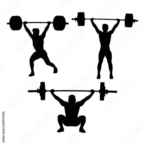 silhouette illustration of a weightlifter competing
