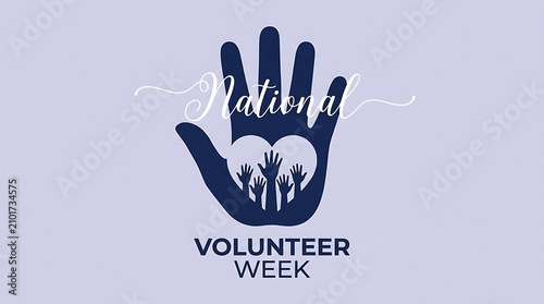 National volunteer week illustration hands symbolizing community support and charitable giving