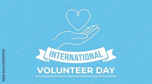 International volunteer day graphic hand holding heart charity giving awareness