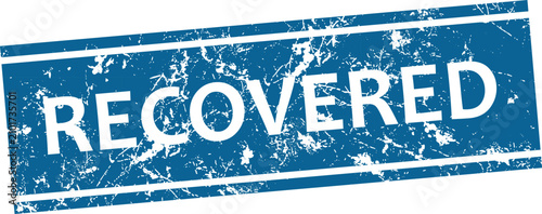 Photos Distressed red 'recovered' stamp circular approval seal with star border
