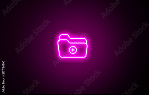 Neon glowing Medical folder icon for health and clinical data storage with healthcare. Neon glowing Medical patient file folder icon. Neon glowing Medical folder document icon healthcare record.