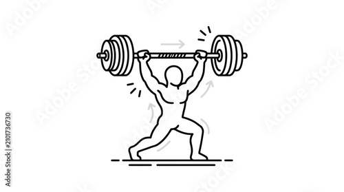 Obraz na płótnie Barbell Overhead Lift Vector Illustration