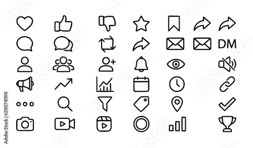 Bild auf Leinwand Premium social media react icon pack with like share comment and follower symbol