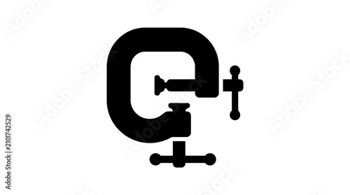 Heavy Duty C Clamp Icon in Flat Vector Illustration