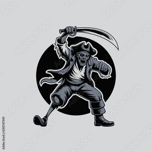 Картината върху платно Pirate with sword and hat ready.