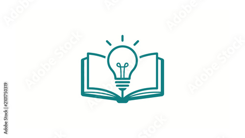 Принти на полотні An Illuminated Idea: An open book reveals a glowing lightbulb, symbolizing the spark of knowledge and the birth of a brilliant new idea