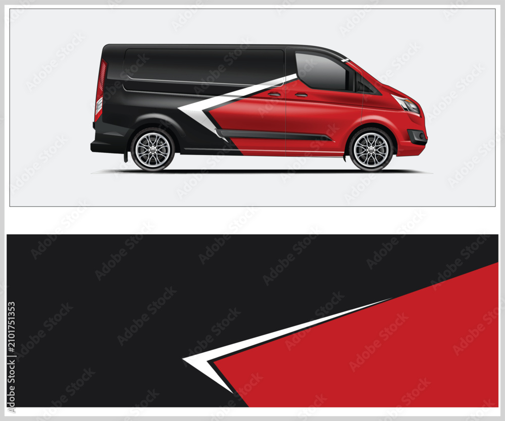Fototapeta premium Dynamic Van Wrap Design with Bold Color Scheme