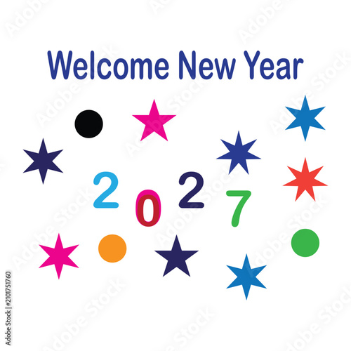 New Year 2027 Stars and Circles Elements Set