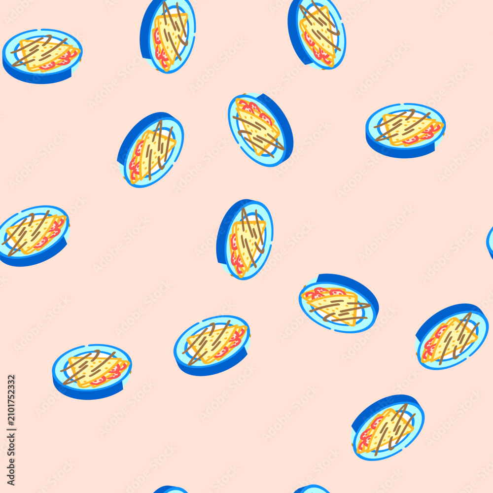 Fototapeta premium duck confit french cuisine isometric seamless pattern. duck confit french cuisine sign illustration