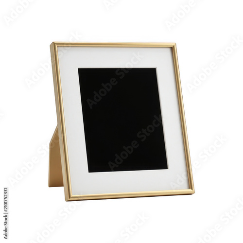 Minimalist gold picture frame with white mat