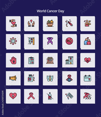 Creative World Cancer Day 25 Line FIlled icon pack  Such As science. test. heart. lab. cancer